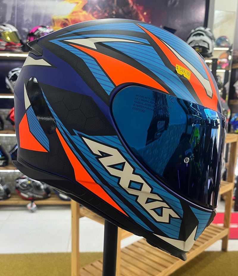 Capacete Axxis Eagle Power Matt, Azul e laranja