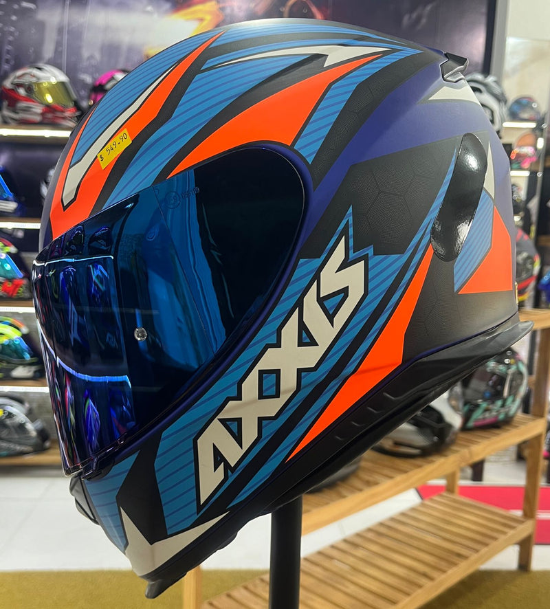 Capacete Axxis Eagle Power Matt, Azul e laranja