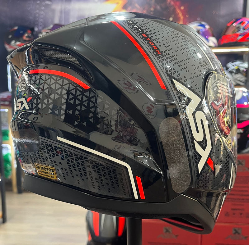 Capacete Sportivo ASX City Storm Preto, Cinza e Vermelho