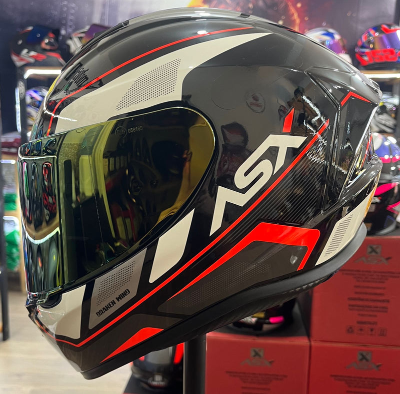 Capacete Sportivo ASX Draken Wind Preto, Branco e Vermelho