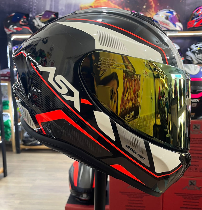 Capacete Sportivo ASX Draken Wind Preto, Branco e Vermelho