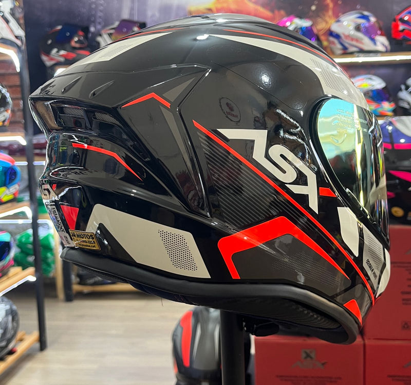 Capacete Sportivo ASX Draken Wind Preto, Branco e Vermelho