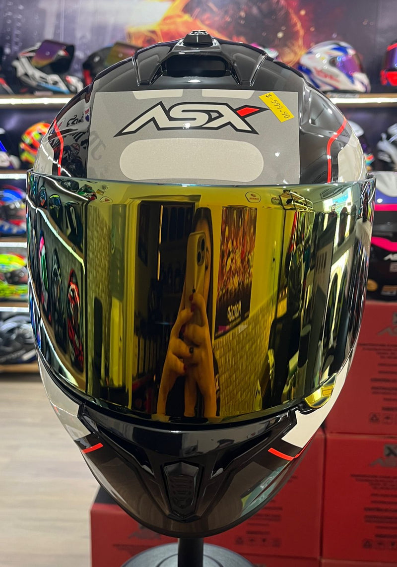 Capacete Sportivo ASX Draken Wind Preto, Branco e Vermelho