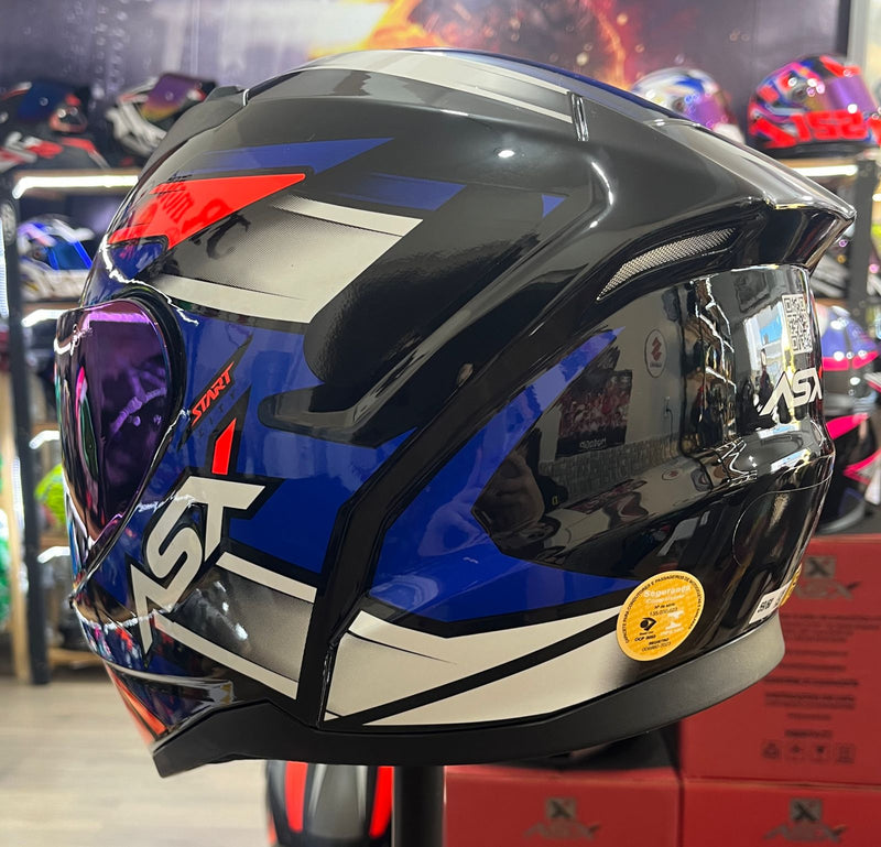 Capacete Sportivo ASX City Start Preto, Vermelho, Azul