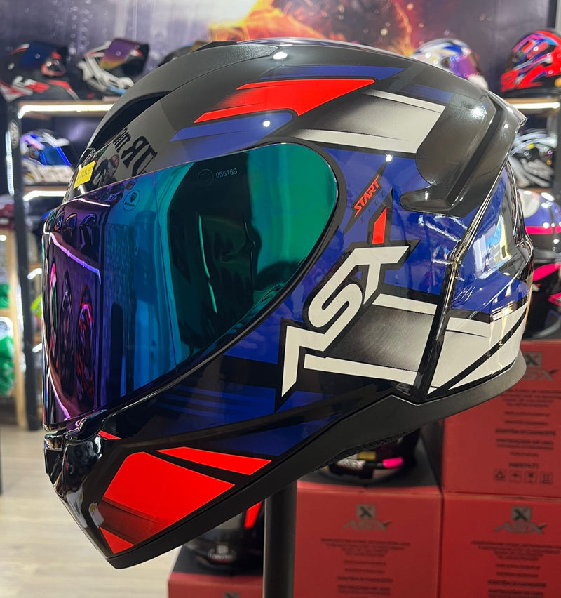 Capacete Sportivo ASX City Start Preto, Vermelho, Azul