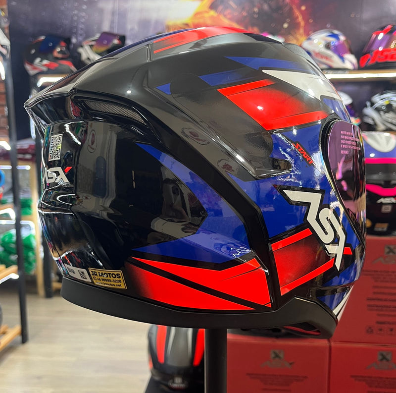 Capacete Sportivo ASX City Start Preto, Vermelho, Azul