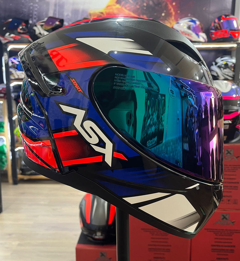Capacete Sportivo ASX City Start Preto, Vermelho, Azul