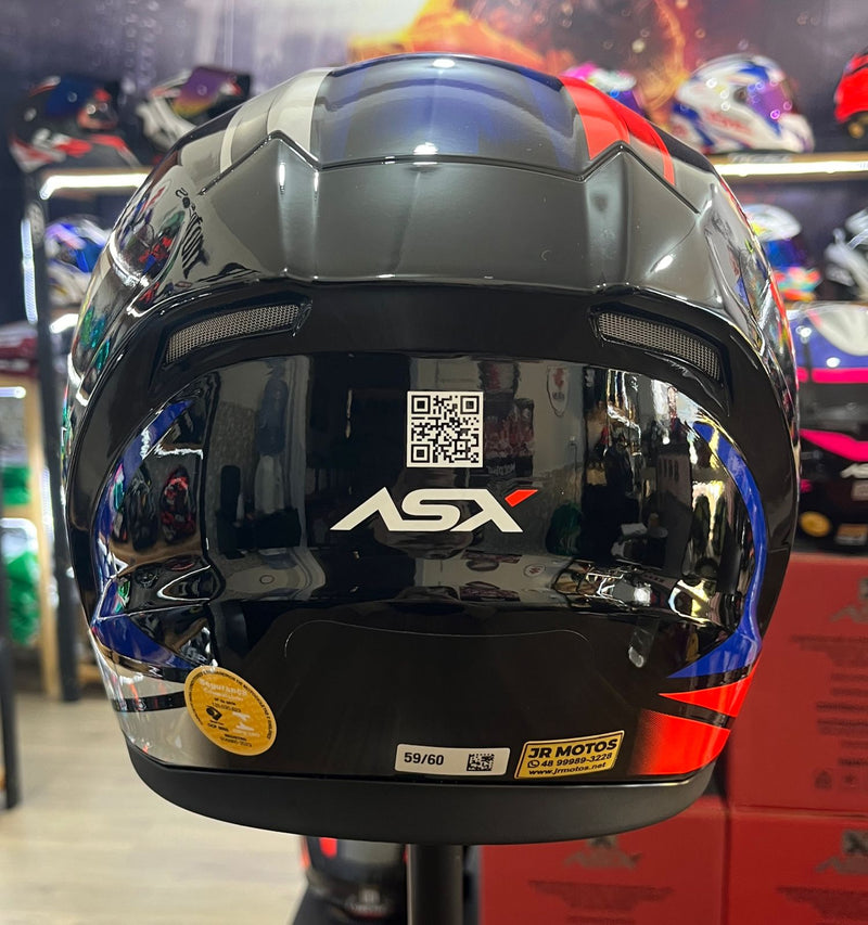 Capacete Sportivo ASX City Start Preto, Vermelho, Azul
