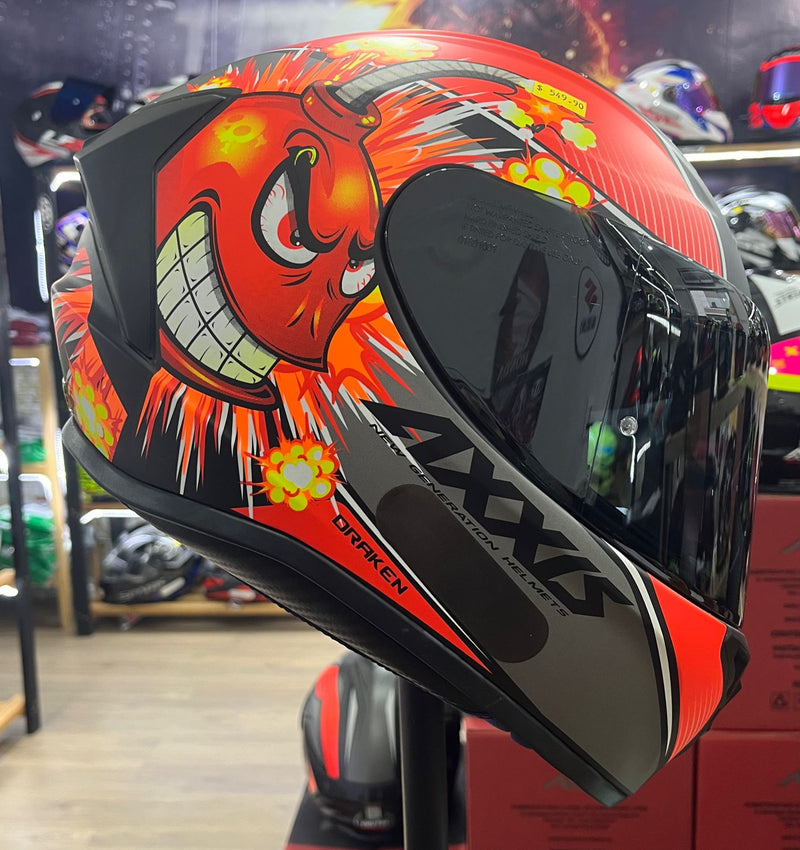 Capacete Axxis Draken Bomb Matt, Preto e vermelho