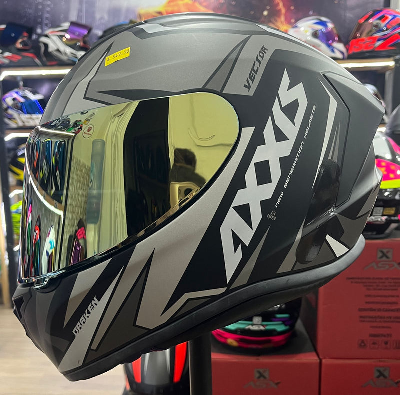 Capacete Axxis Draken Vector Matt, Preto e Branco