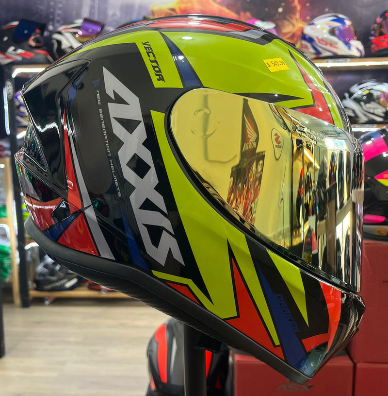 Capacete Axxis Draken Vector, Preto, amarelo e vermelho