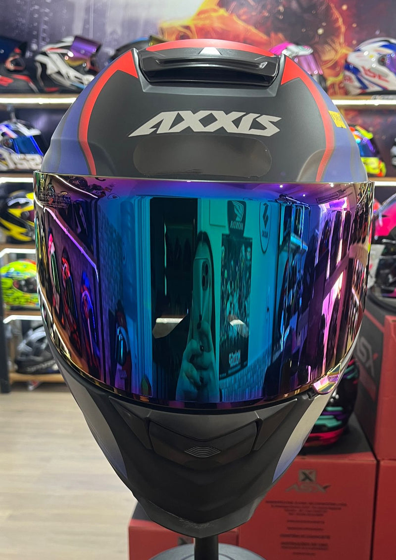 Capacete Axxis Eagle Matt, Preto, azul e vermelho