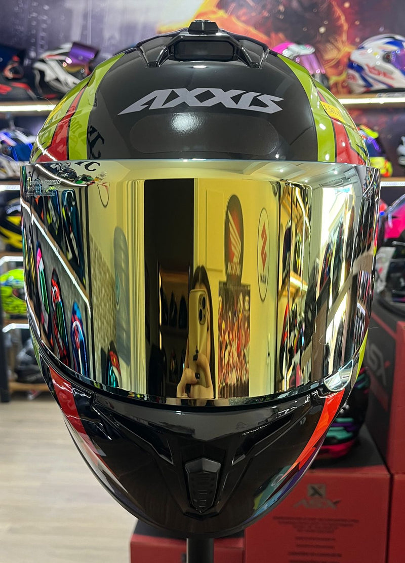 Capacete Axxis Draken Vector, Preto, amarelo e vermelho