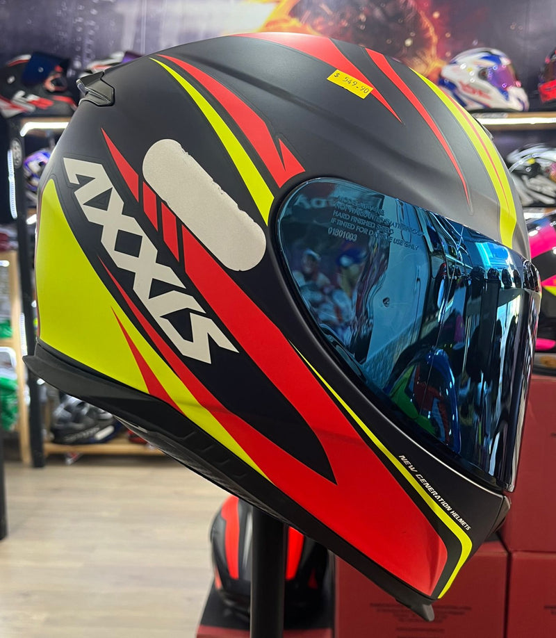 Capacete Axxis Eagle Hybrid, Preto, amarelo e vermelho