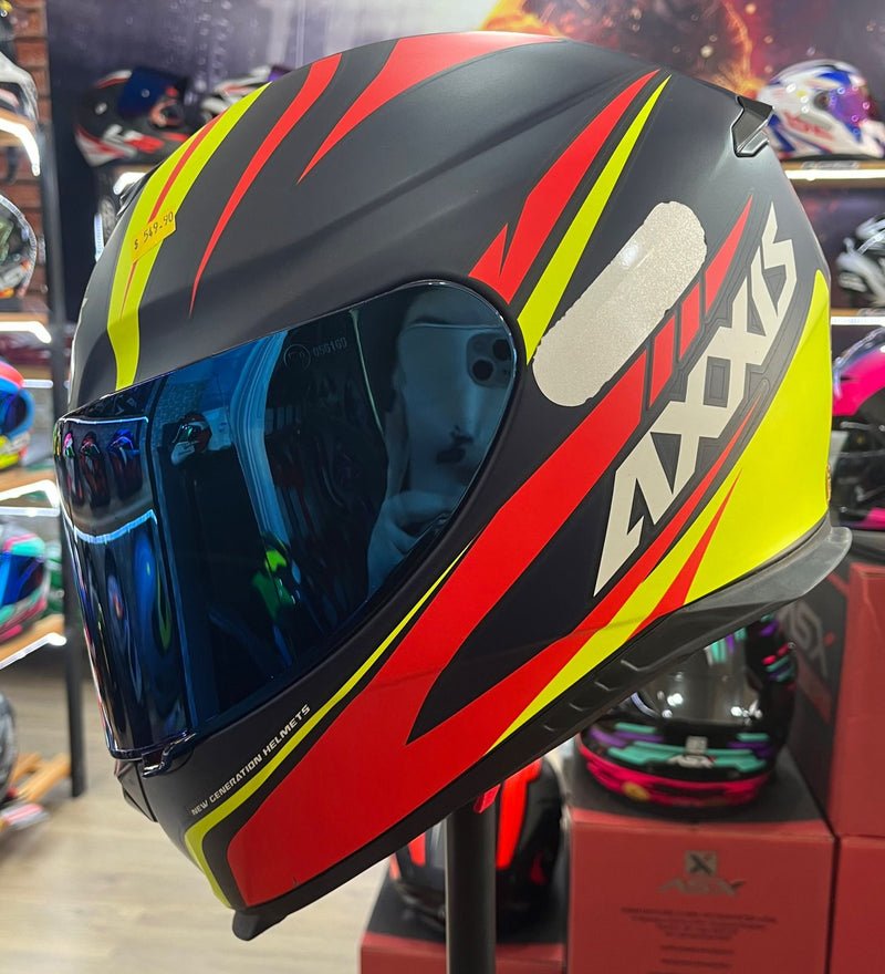 Capacete Axxis Eagle Hybrid, Preto, amarelo e vermelho