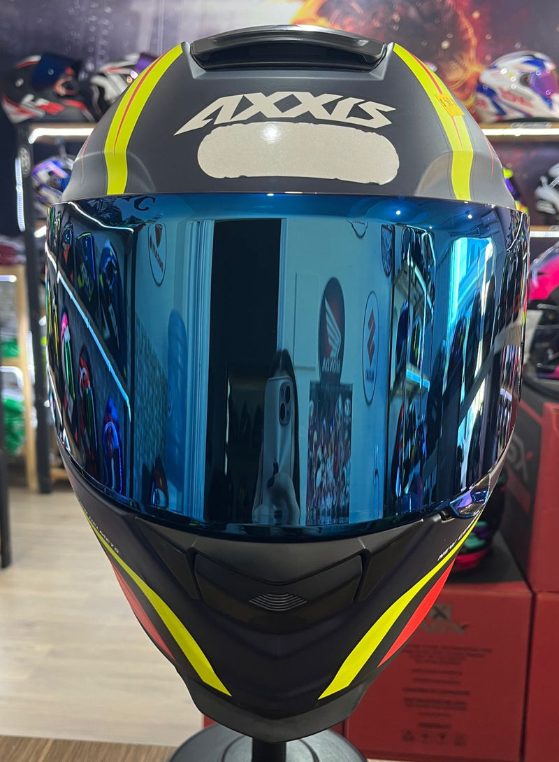 Capacete Axxis Eagle Hybrid, Preto, amarelo e vermelho