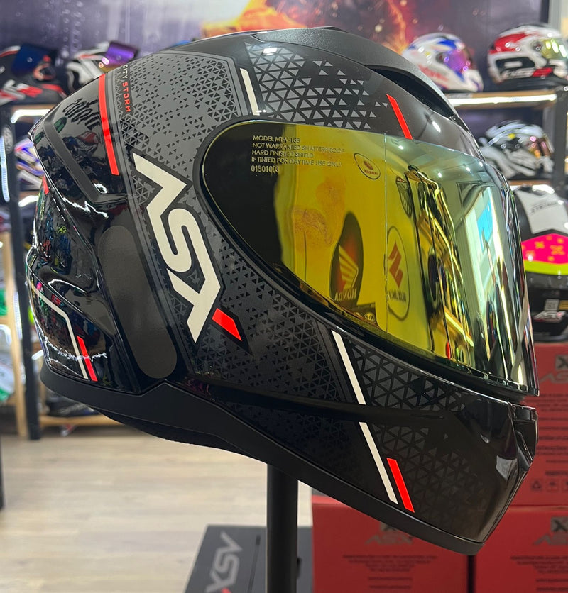 Capacete Sportivo ASX City Storm Preto, Cinza e Vermelho