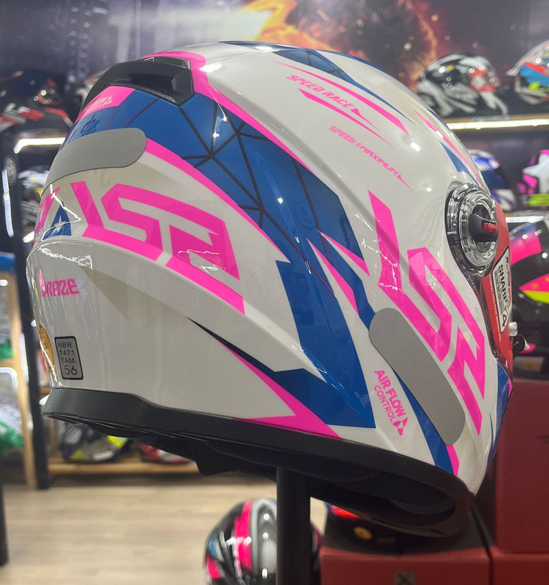 CAPACETE LS2 FF358 DRAZE ROSA E BRANCO