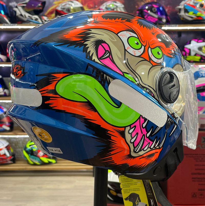 Capacete aberto New Liberty Three Coyote Azul Brilho