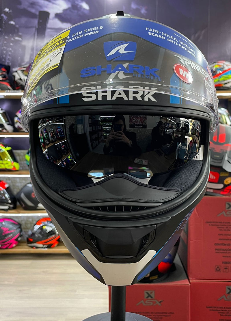 Capacete Shark D-SKWAL 2 Cadium Mat SS KBK, com óculos interno