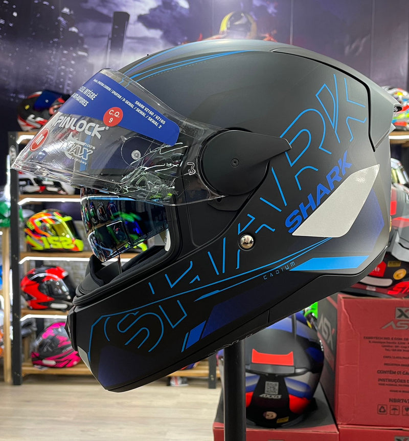 Capacete Shark D-SKWAL 2 Cadium Mat SS KBK, com óculos interno