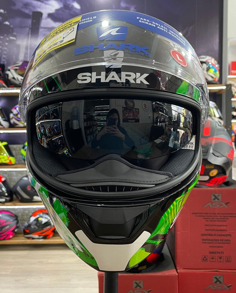 Capacete Shark D-SKWAL 2 PENXA KGY, com óculos interno