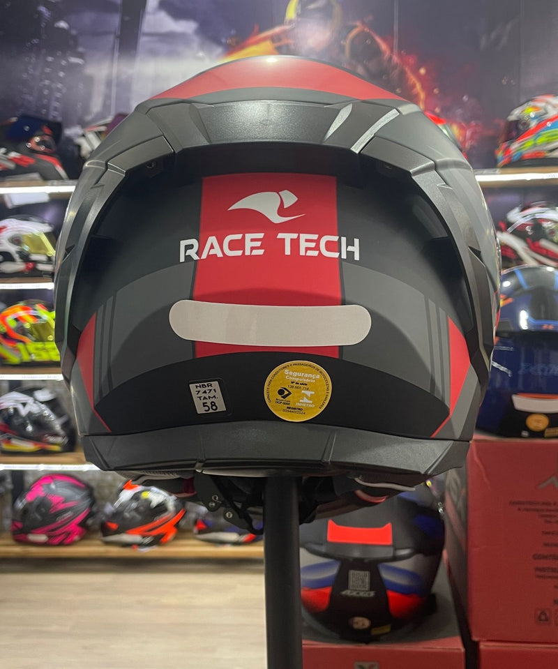 Capacete Race Tech Vermelho, com óculos interno