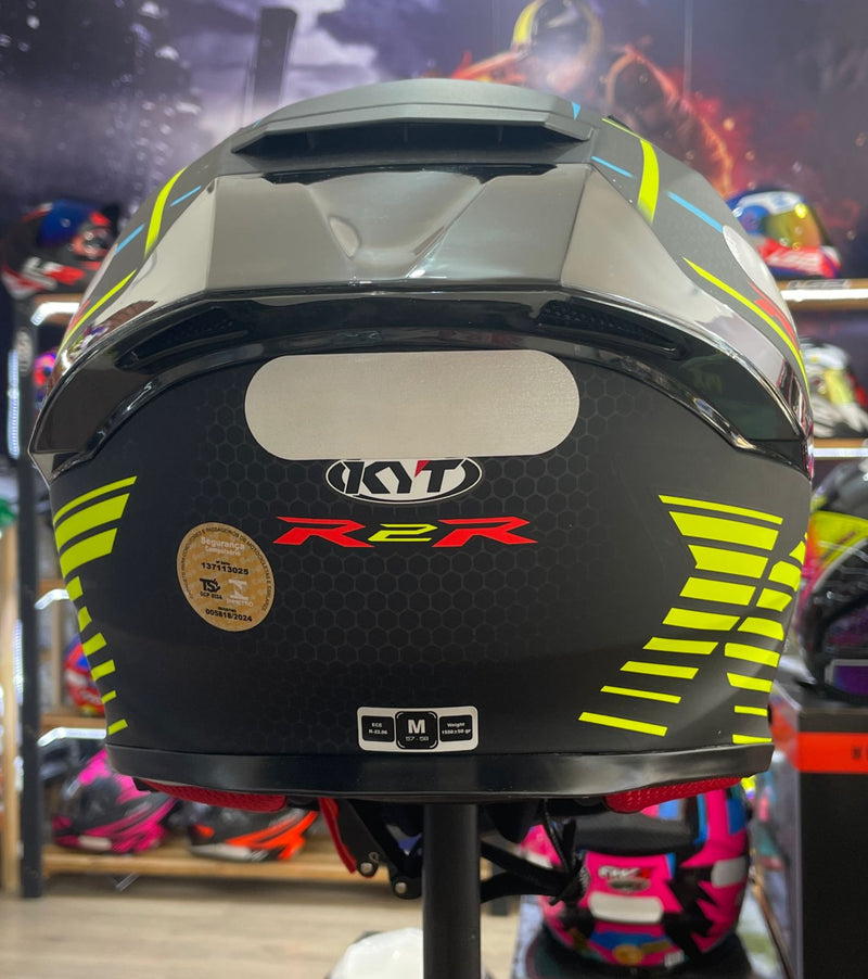 Capacete KYT R2R Concept Matt Black Yellow com óculos interno