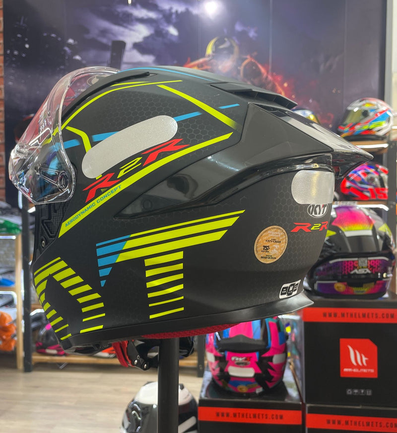 Capacete KYT R2R Concept Matt Black Yellow com óculos interno