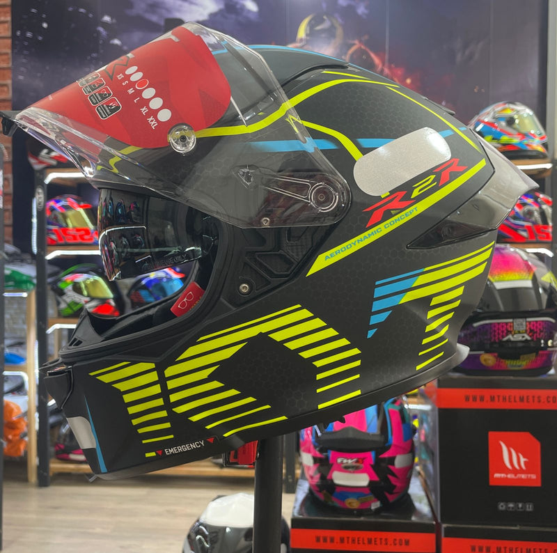 Capacete KYT R2R Concept Matt Black Yellow com óculos interno