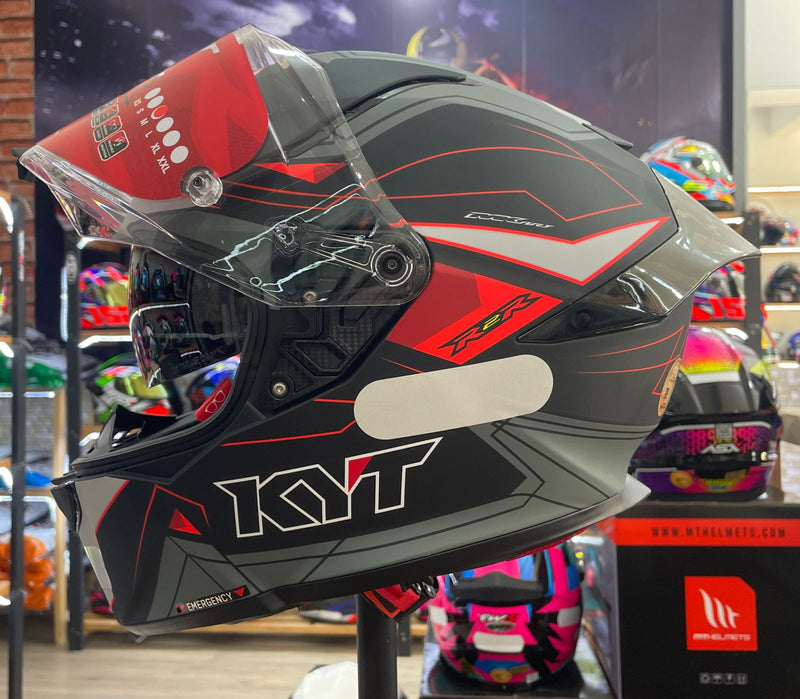 Capacete KYT R2R Led Matt Black Grey com óculos interno