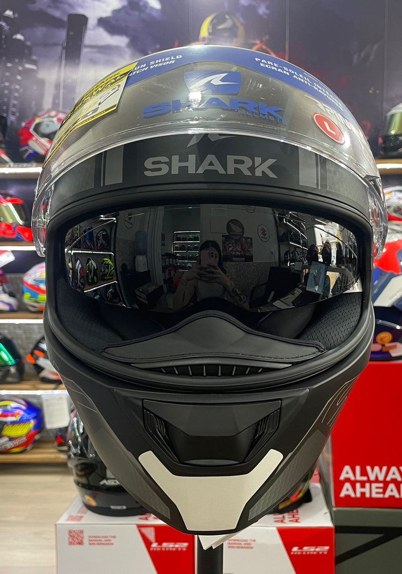 Capacete Shark D-SKWAL 2 Cadium Mat SS KAK, com óculos interno