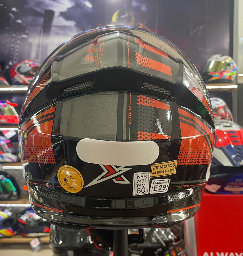 Capacete Escamoteável X troy com óculos interno, Laranja