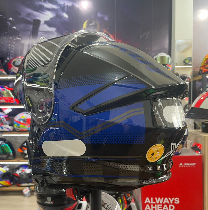 Capacete Escamoteável X troy com óculos interno, Azul