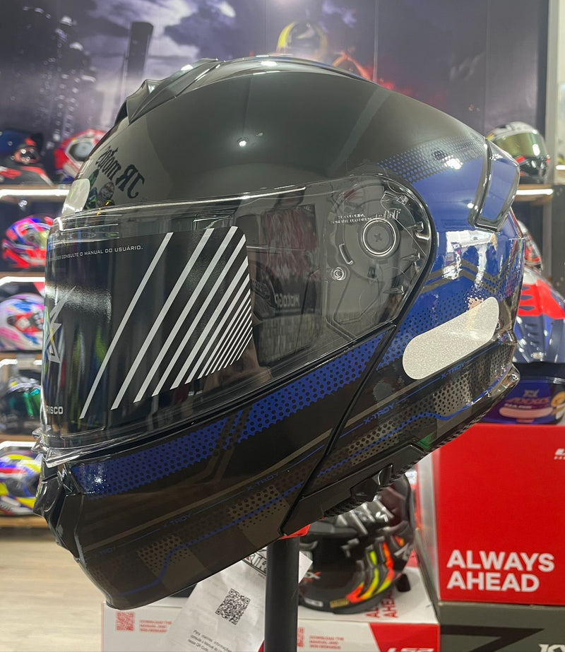 Capacete Escamoteável X troy com óculos interno, Azul