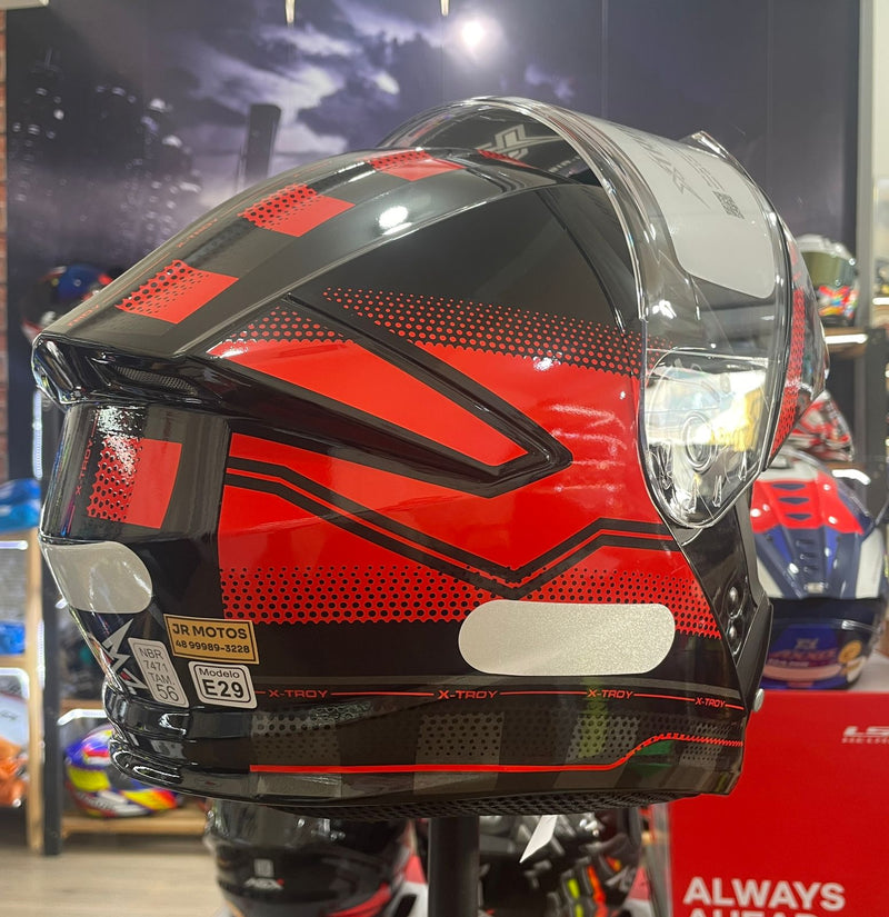 Capacete Escamoteável X troy com óculos interno, Vermelho