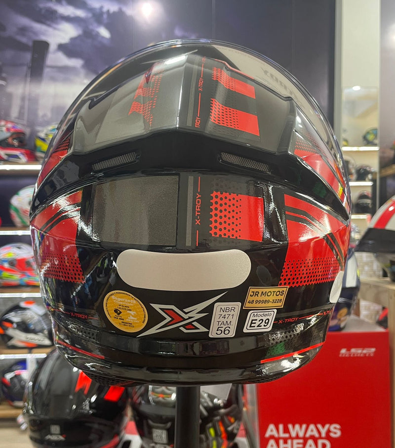 Capacete Escamoteável X troy com óculos interno, Vermelho