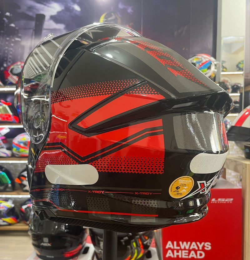 Capacete Escamoteável X troy com óculos interno, Vermelho