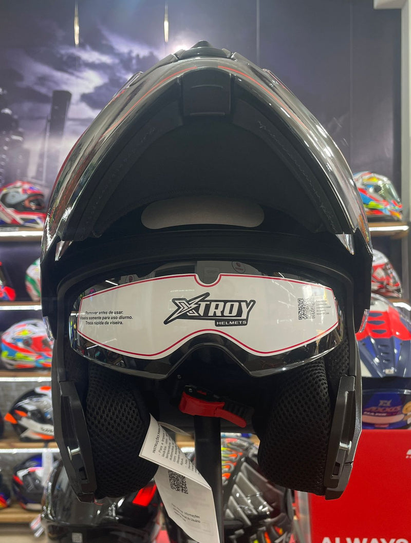 Capacete Escamoteável X troy com óculos interno, Vermelho