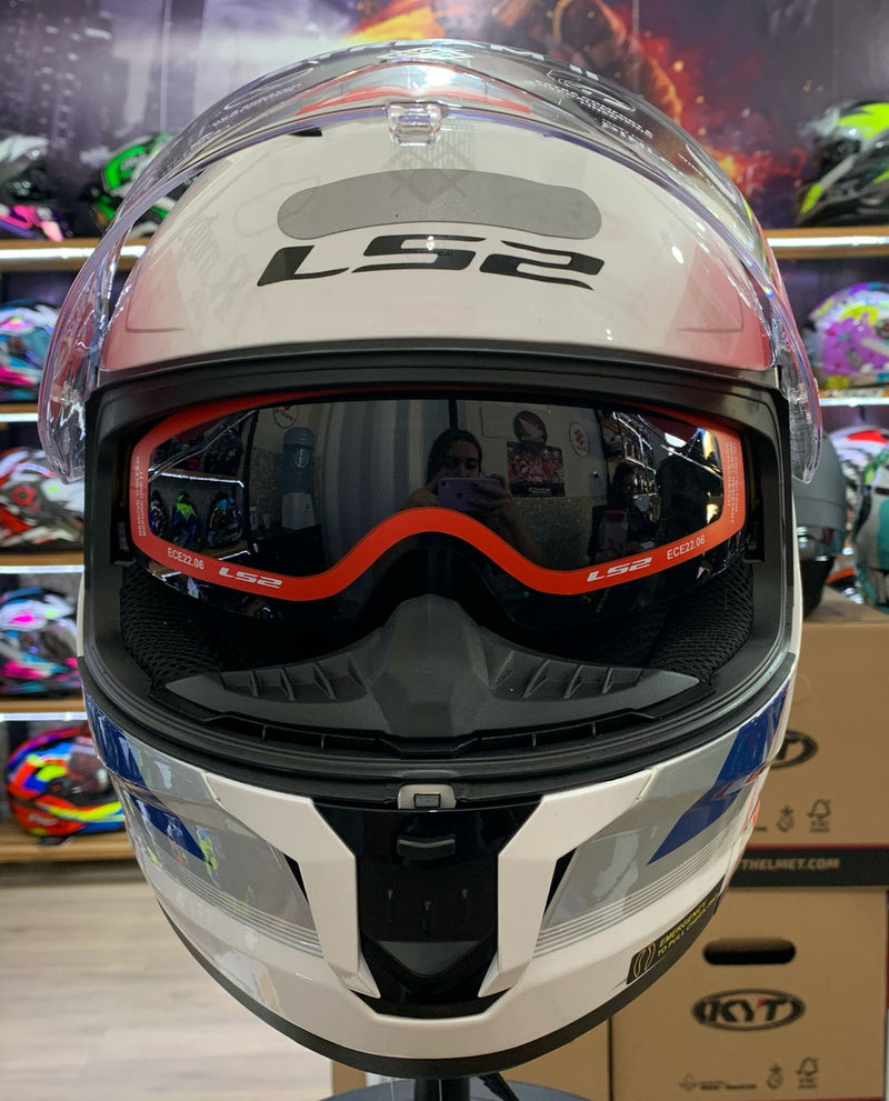 Capacete LS2 STREAM ll FF808 VINTAGE WHT/BLU/RED