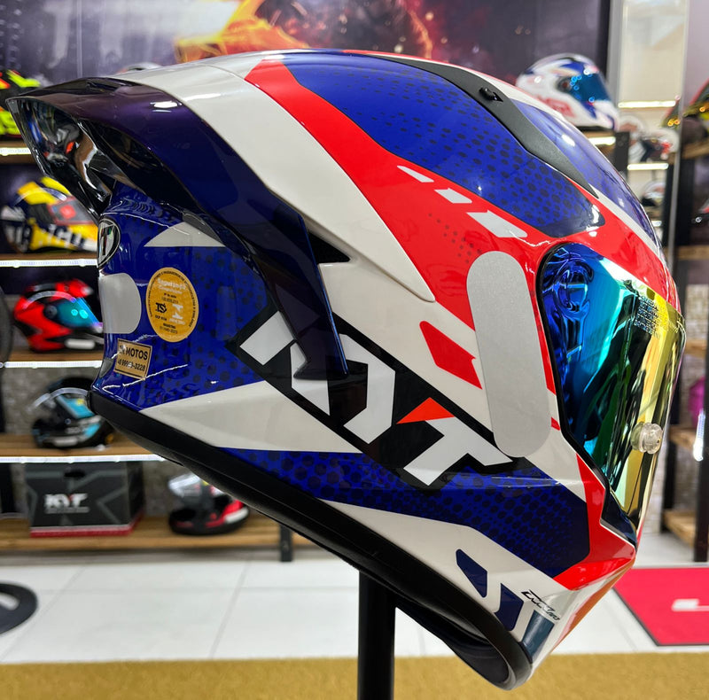 Capacete KYT TT COURSE Gear Blue Red