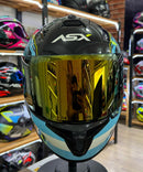 CAPACETE ASX DRAKEN PILOT BRILHO PRETO AZUL E AMARELO