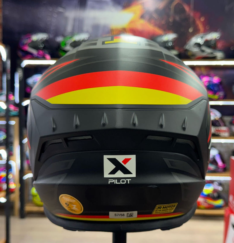 CAPACETE ASX DRAKEN PILOT FOSCO PRETO VERM. E AMARELO