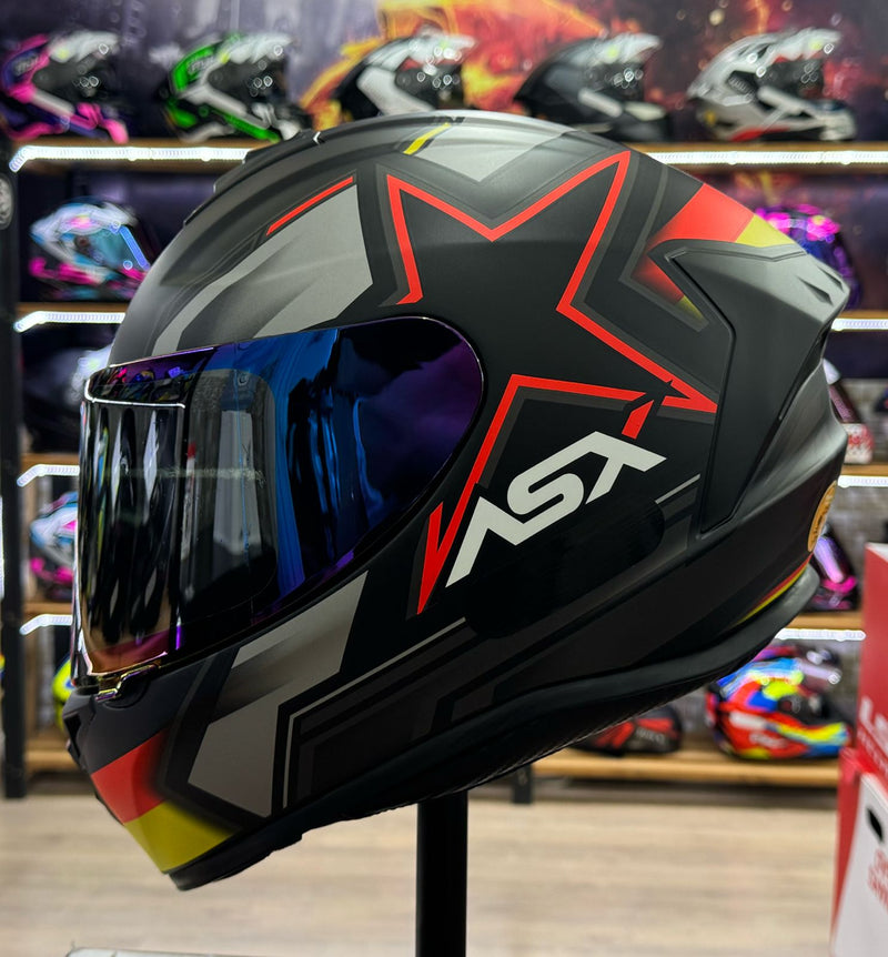 CAPACETE ASX DRAKEN PILOT FOSCO PRETO VERM. E AMARELO