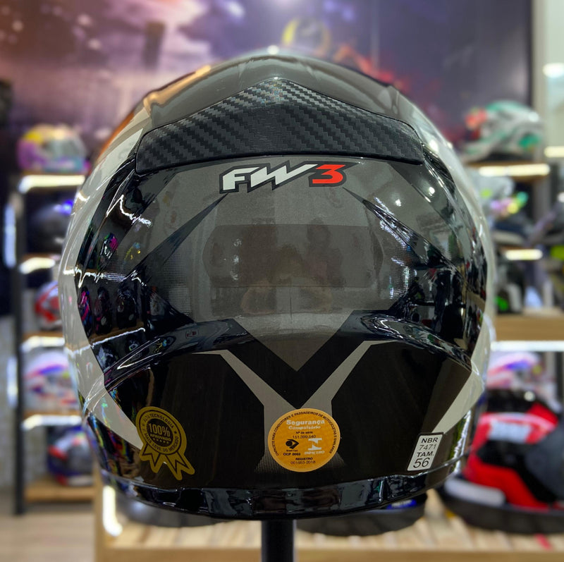 Capacete FW3 GTX STAR PRETO GRAFITE COM PRATA