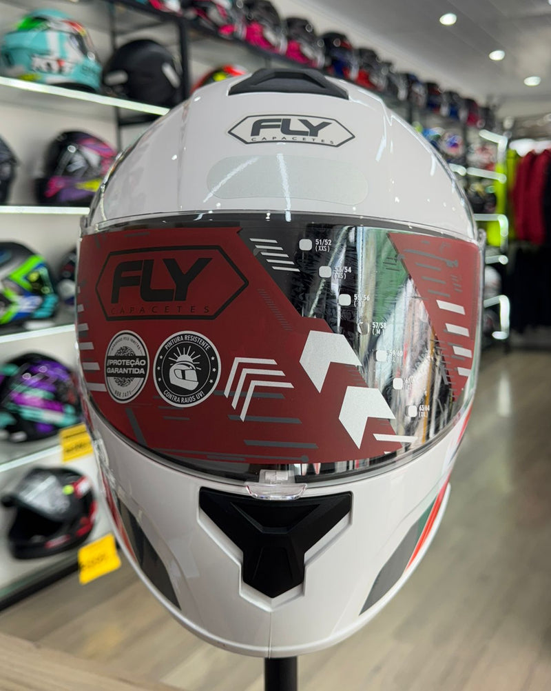 Capacete FLY DRIVE HG FLEX BRANCO VERMELHO