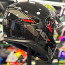 Capacete ASX EAGLE SV SOLID PRETO BRILHO GRAFITE VERMELHO