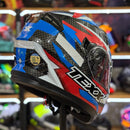 CAPACETE TEXX STRIKE RIDE AZUL VERM BRANCO PRETO