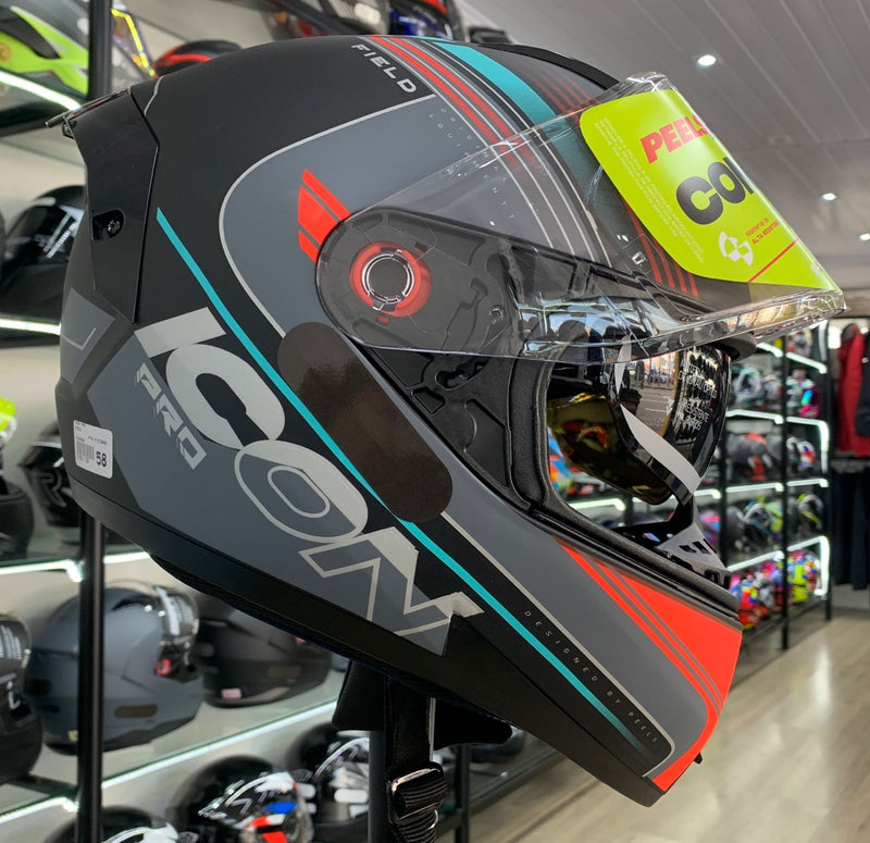 CAPACETE PEELS ICON PRO FIELD PRETO FOSCO CIANO