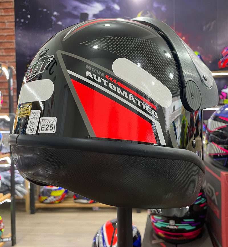 Capacete EBF Automático Bolt, Preto e vermelho